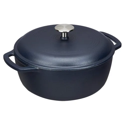 Miniatura 18 de Amazon Basics - Olla de horno holandés de hierro fundido con tapa, esmaltada, redonda, con asas dobles, resistente, pequeña, 7.3 cuartos de galón