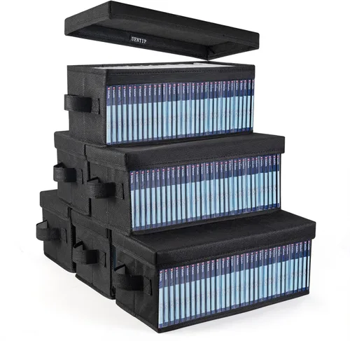Miniatura 10 de UENTIP Cajas de almacenamiento para CD, paquete de 2 cajas de almacenamiento para DVD y CD con capacidad para 30 CD en estuches jewel completos, 60