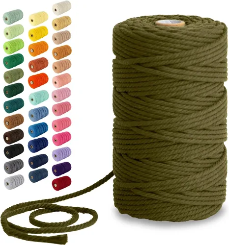 Miniatura 27 de Nook Theory - Cuerda de macramé de 3 mm, 220 yardas de cuerda de algodón, hilo de 4 mm y 5 mm, cuerda para manualidades, perfecta para colgantes