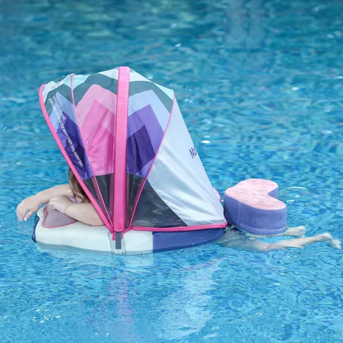 Miniatura 6 de Mambobaby Flotador Mejorado con Cola Añadida para Bebé con Toldo para Anillo de Natación de Cintura Infantil, Entrenador de Natación, Flotadores No