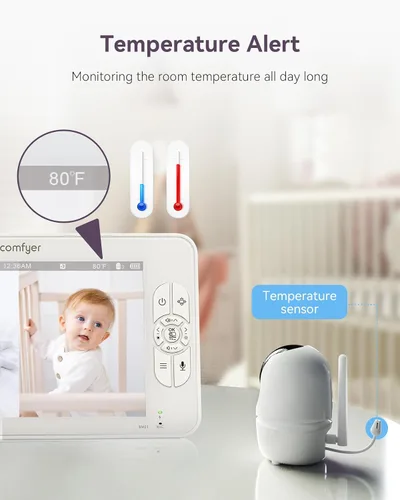 Miniatura 9 de Comfyer - Monitor de bebé con cámara y audio, monitor de vídeo HD 720P de 7" sin WiFi, batería de 6000mAh, modo VOX, visión nocturna automática, a