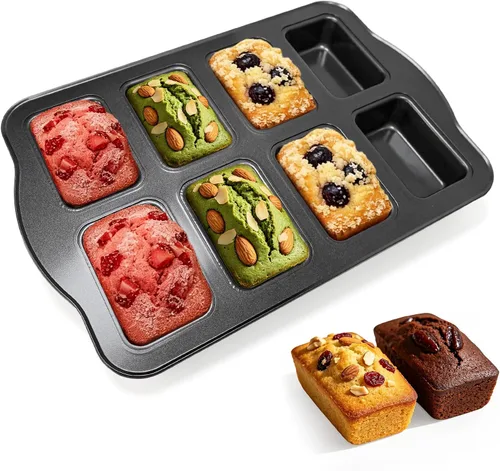 Miniatura 18 de Mini moldes para hornear – Sartenes antiadherentes para hornear pasteles caseros, molde de acero al carbono para pan de plátano, pastel de carne