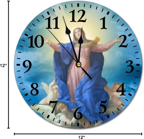 Miniatura 3 de Reloj de pared decorativo divertido Asunción de la Santísima Virgen María, reloj de pared católico redondo, silencioso, sin tictac, para oficina