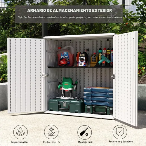 Miniatura 6 de KINYING Armario de almacenamiento para exteriores, impermeable, caja de cubierta de resina de 62 galones para cojines de muebles de patio, Blanco