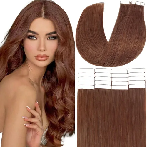 Miniatura 35 de Anrosa Extensiones de cabello humano real de 20 pulgadas, extensiones de cabello humano lacio de doble cara, color negro azabache, 1.76 oz, 20