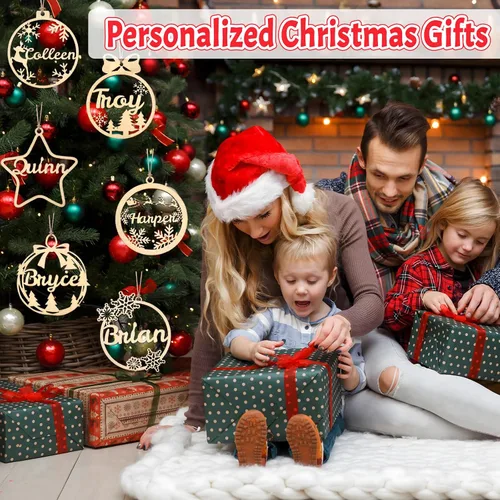 Miniatura 6 de Adornos de Navidad personalizados 2025 con nombres, adornos de madera personalizados de Navidad, adornos de pata personalizados, regalos