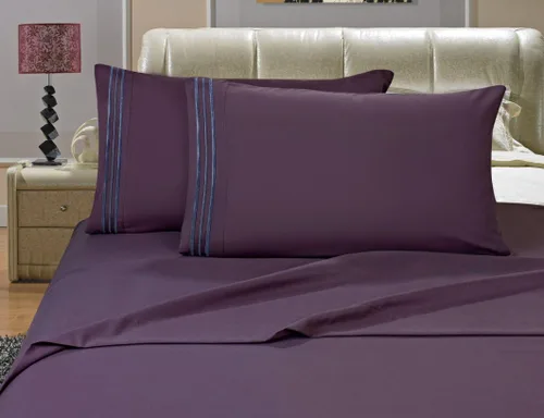 Miniatura 2 de Elegance Linen Sin arrugas, juego de sábanas de 1500 hilos, tamaño California King, tejido suave y sedoso, 4 piezas, bolsillo profundo de hasta 16
