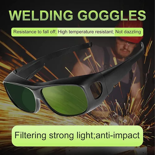 Miniatura 3 de Gafas de soldadura, lente de soldadura de seguridad envolvente, gafas de soldadura, arañazos, antideslizantes, protección UV No. 5 Verde oscuro
