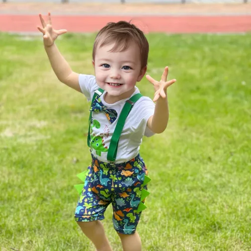 Miniatura 5 de Ropa divertida para el primer cumpleaños para bebé, ropa para bebé, con corbatín, mameluco, pantalones, conjunto de tirantes, trajes de pastel