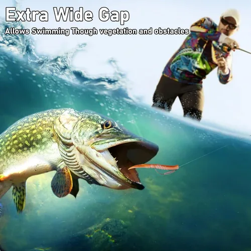 Miniatura 7 de Dr.Fish Paquete de 15 ganchos EWG ponderados con gusano pesado, anzuelos para natación, pesca de lubina, espacio extra ancho para Texas Rig Carolina