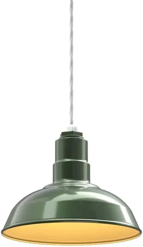 Miniatura 126 de Steel Lighting Co. El Segundo - Lámpara de granero Colgante montado en el techo Domo de 12 pulgadas Vástago de 12 pulgadas Luz de acero