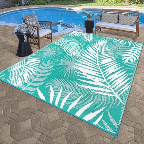 Miniatura 18 de Alfombras para Exteriores 9'x12' para Patios, Alfombra de Paja de Plástico Reversible para Exteriores en Claro, Alfombra de Exterior Grande para RV