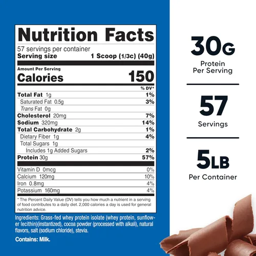 Miniatura 2 de Nutricost Aislado de proteína de suero alimentado con pasto (chocolate) 5 libras, sin OMG, sin gluten, sabores naturales