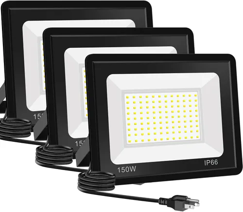 Miniatura 9 de Paquete de 3 focos LED de 80 W, luces de seguridad exteriores superbrillantes, luz de inundación impermeable IP66, 10,400 lm 5000 K, luces
