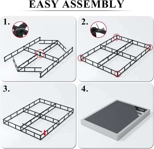 Miniatura 4 de Vehowy Somier de 7 pulgadas para cama Full, solo somier de tamaño Full, base de colchón de servicio pesado, base de cama de metal, antideslizante