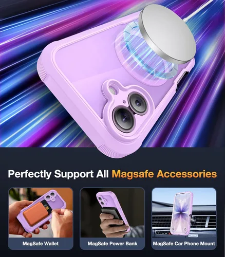 Miniatura 144 de Diaclara Funda diseñada para iPhone 16, mejorada [protección completa de la cámara], carcasa resistente de cuerpo completo con protector de pantalla