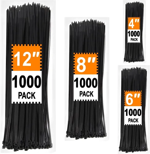Miniatura 9 de Bridas de 12 pulgadas (paquete de 2000), 45 libras, bridas de alambre negro, resistentes a los rayos UV para uso en exteriores LOCKLOCK