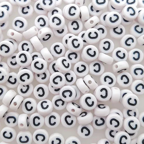 Miniatura 16 de Más de 200 cuentas de letras M individuales de 0.16 x 0.27 pulgadas para la fabricación de joyas, alfabeto acrílico redondo blanco a granel