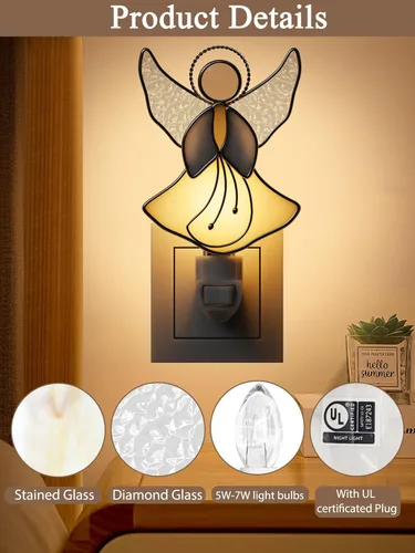 Miniatura 7 de Luz nocturna de ángel amarillo volador, luces de ángel de colores enchufables a la pared, luz nocturna brillante de ángel bebé, regalo
