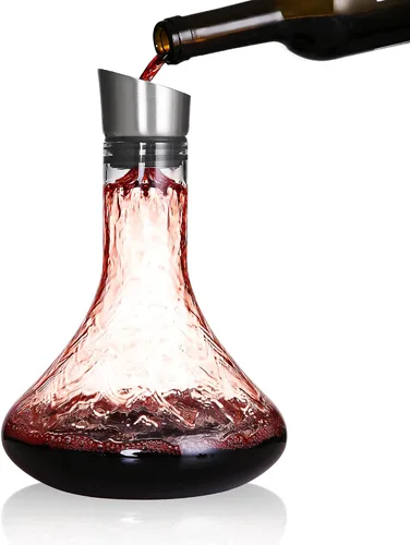 LEMONSODA Decantador de vino de vidrio completo con aireador, filtro y kit de limpieza, cristalería transparente, sin plomo, gran regalo para los