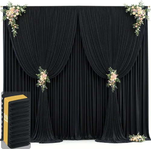 Miniatura 44 de 20 pies x 12 pies Cortinas de Telón de Fondo Azul Bebé Sin Arrugas para Bodas y Fiestas, Telón de Fondo de Tela Azul, Cortinas para Bodas