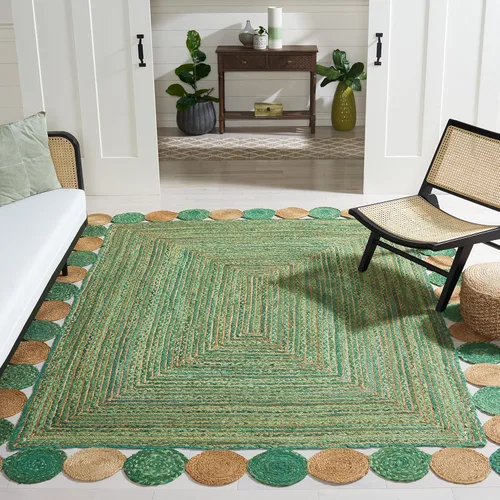 Miniatura 14 de SAFAVIEH Cape Cod Collection - Alfombra decorativa, 4 x 6 pies, beige y multicolor, hecha a mano de yute y algodón, trenzada estilo bohemio, ideal