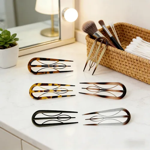 Miniatura 8 de 8 horquillas francesas para mujer, diseño de dientes interiores, grandes en forma de U, horquillas para el pelo para moños, rizos franceses