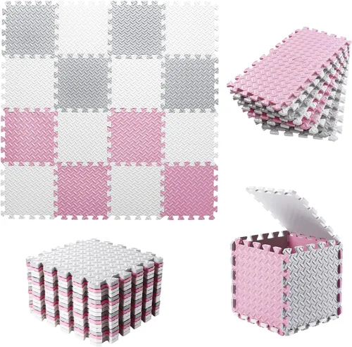 Miniatura 2 de Alfombra de Juego de Espuma para Bebé, Alfombras de Piso Entrelazadas de Espuma de 0.4 Pulgadas de Grosor, Alfombra de Juego para Bebé Suave No