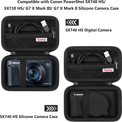 Miniatura 3 de Estuche de transporte rígido para Canon PowerShot SX740 HS/ SX730 HS/ SX720 HS/ SX620 HS/ G7 X Mark III/ G7 X Mark II cámara digital, bolsa de viaje