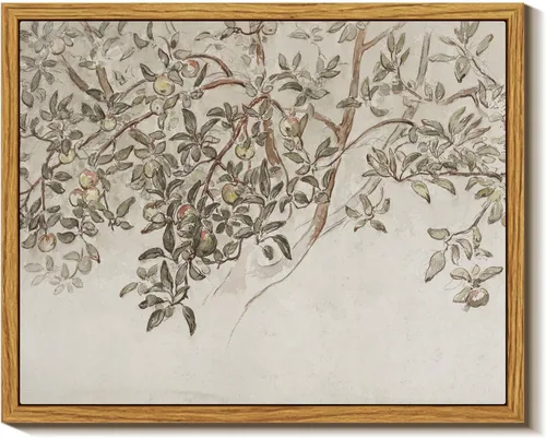 InSimSea Arte de pared enmarcado para sala de estar, arte de pared vintage con plantas, árboles de manzana, pintura al óleo, decoración estética de