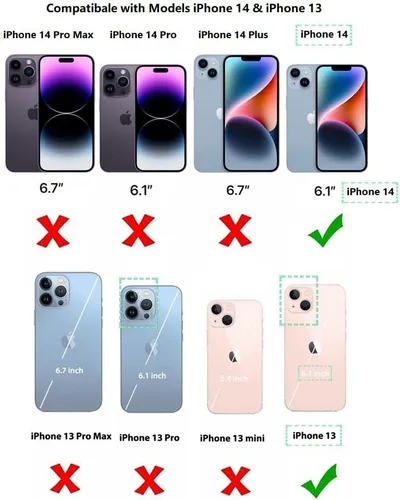 Miniatura 2 de uCOLOR Funda de piel con tapa para tarjetas compatible con iPhone 13 6.1, iPhone 14 6.1, mujeres y niñas con tarjetero y función atril