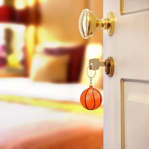 Miniatura 7 de Blulu Paquete de 20 llaveros de baloncesto a granel, regalos de fiesta de baloncesto naranja, regalos deportivos para bolsas de regalos