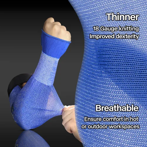 Miniatura 5 de Schwer AIR-SKIN ANSI A6 - Mangas de brazo resistentes a cortes para hombres y mujeres, S902, protectores de brazo sin PFAS para trabajos de alto Azul
