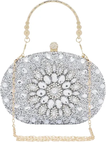 Miniatura 12 de SH Bolsos de mano para mujer, bolso formal de noche con diamantes de imitación, bolsos brillantes para boda, fiesta, cóctel, baile de graduación