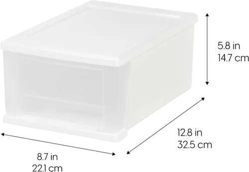Miniatura 3 de IRIS USA SD-22 - Cajón apilable de plástico, paquete de 4 organizadores de almacenamiento, 7 cuartos de galón, color blanco, 4