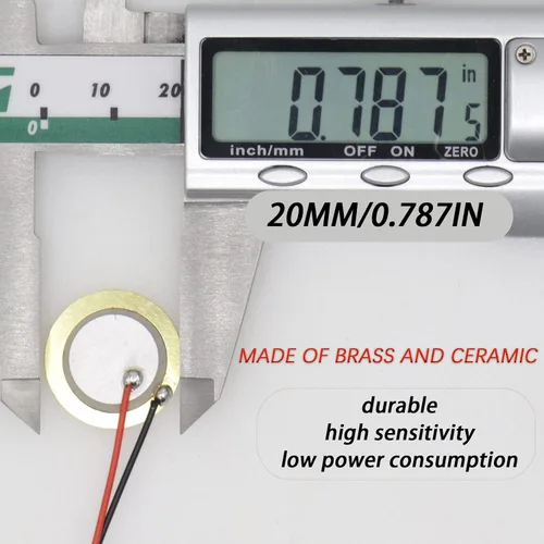 Miniatura 3 de Paquete de 20 Discos Piezoeléctricos, Discos Piezoeléctricos de 20mm Transductor con Cables de 3.94 pulgadas, Micrófono de Contacto Acústico