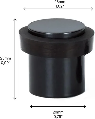 Miniatura 3 de Topes de puerta EVI Tope de puerta de acero inoxidable negro - Cierre de tornillo - Protector de goma negro - Tope de puerta de 0.79 x 0.99