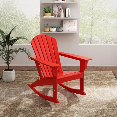 Miniatura 20 de WO Home Furniture Silla Mecedora de Patio al Aire Libre Tradicional HDPE Resistente a los Rayos UV (Negro)