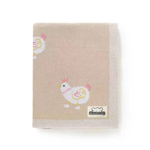 mimixiong Manta de punto para bebés niños y niñas, algodón suave neutro en blanco para envolver cochecito de cuna con lindas ovejas (pollo-beige, 30