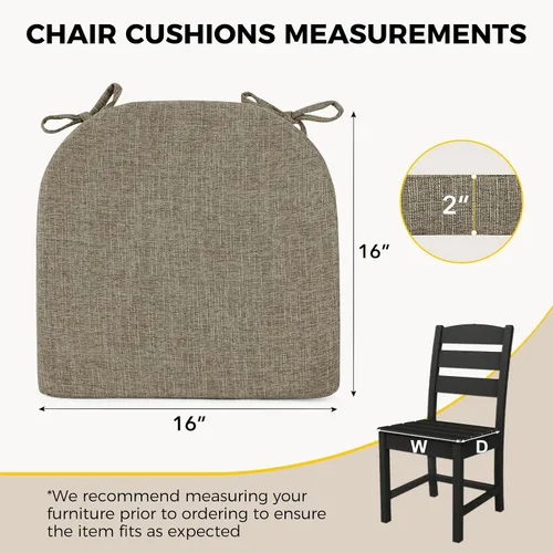 Miniatura 2 de downluxe Cojines para sillas de interior para sillas de comedor, almohadillas de espuma texturizadas suaves y cómodas para sillas de cocina con Caqui