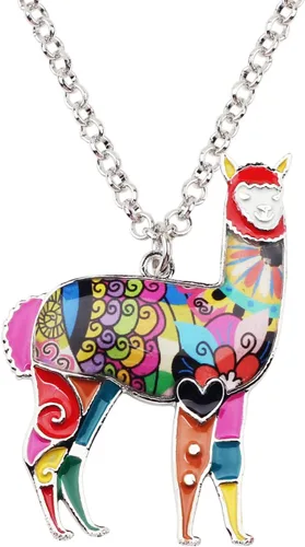 BONSNY Aleación de esmalte de zinc América del Sur Floral Alpaca collar cadena colgante joyería para mujeres niñas encantos regalo