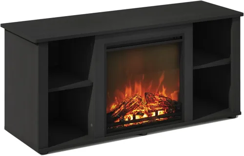 Miniatura 20 de Furinno Jensen - Soporte para TV con chimenea y centro de entretenimiento con almacenamiento abierto para TV de hasta 55 pulgadas, color gris roble