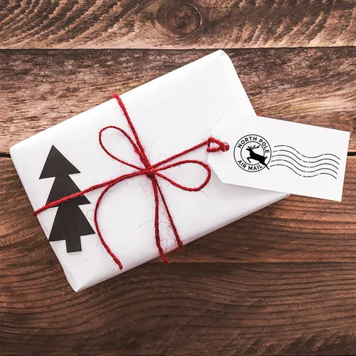 Miniatura 3 de Sello Negro del Polo Norte/Navidad Sello de Goma Autoentintado para Sobres / 13/16" x 2 3/16" Impresión de Silueta de Reno Negro/Cartas