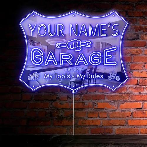 Miniatura 18 de ADVPRO personalizado: tu nombre, año de fundación, tema de garaje, cueva para hombres. Decoración con luz de neón LED de doble color, verde y Verde