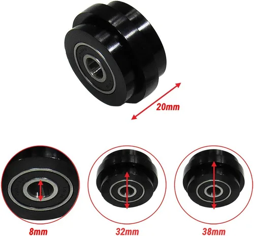 Miniatura 5 de Outlaw Racing OR3076Bk - Guía de rodillos de cadena (32/1.496 in x 0.787 in, color negro, 125 Exe SX SXS 380 SX 300 SX)