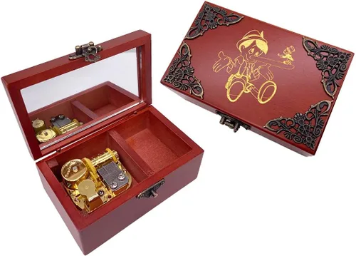 Miniatura 14 de Youtang Caja de Música de Joyería de Nightmare Before Christmas con Espejo, Caja Musical de Madera Grabada con Láser, Caja Musical de Cuerda, Regalo