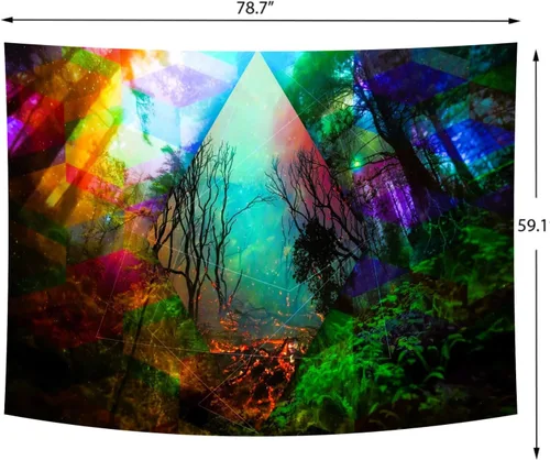Miniatura 6 de Delur Tapiz de Bosque Árbol de la Vida Tapiz de Selva Tropical Colgante de Pared Paisaje Natural Colorido Místico Psicodélico Espiritual Cabecero