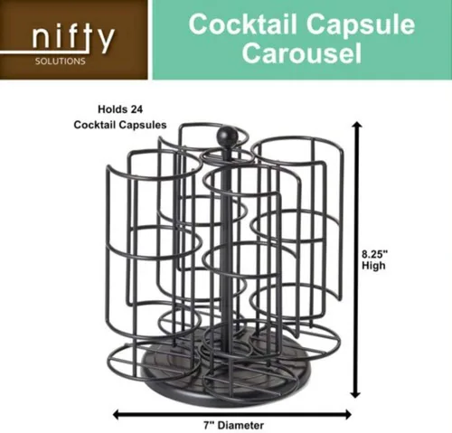 Miniatura 4 de Nifty Solutions Compatible con cóctel Bartesian con capacidad para hasta 24 cápsulas, giros de 360 grados, mediano (paquete de 1), negro, (5620)
