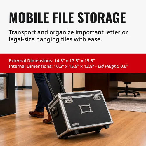 Miniatura 7 de Vaultz Caja de almacenamiento portátil de archivos con asa, 14.5 x 17.5 x 15.5 pulgadas, caja de seguridad móvil tamaño carta/legal, gabinete