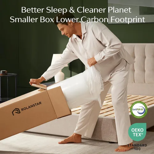 Miniatura 5 de Rolanstar Colchón Tamaño Twin, Colchón de Espuma Viscoelástica de Gel de 6 Pulgadas en una Caja, Sin Fibra de Vidrio, Transpirable para un Sueño más